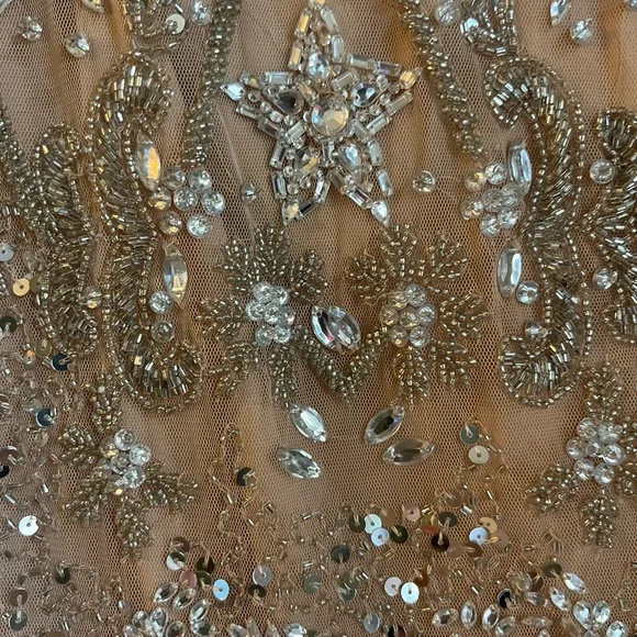 ASOS Edition embellished mini dress with beaded fringe hem in blush - Picture 7 of 7